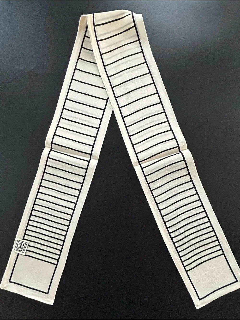LOVEHATE Ivory Black Geometric Skinny Fashion Scarf Long Logo Unisex Wrap